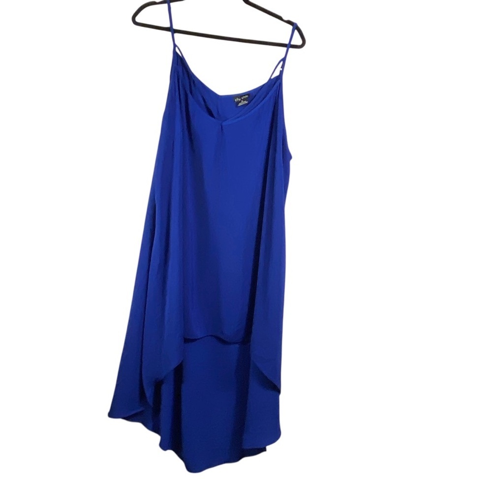 City Chic High Low Strappy Tunic Length Tank Cobalt Blue Sz 22/24